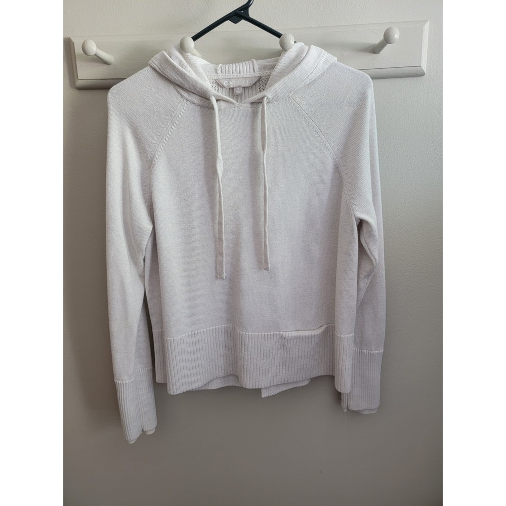 Athleta Women's Small Wool Blend Hoodie Cream Ivory L/S Pullover Casual Active